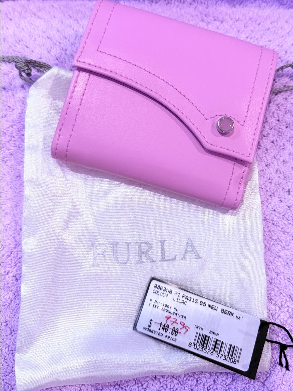 Furla Pink Leather Trifold Wallet